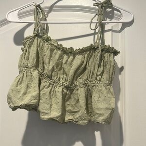 SHEIN Green Smocked Ruffled Camisole